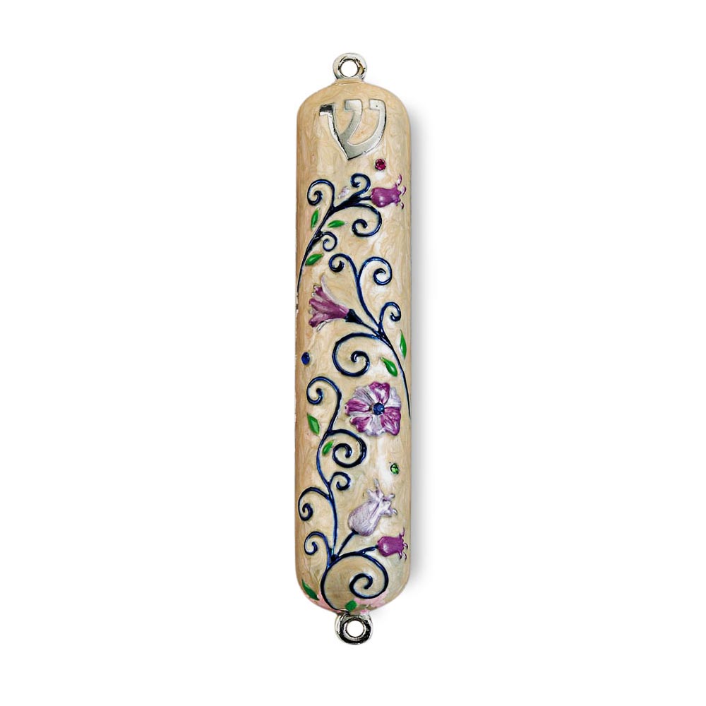 Jewish GiftsAluminum MezuzahFloral Mezuzah