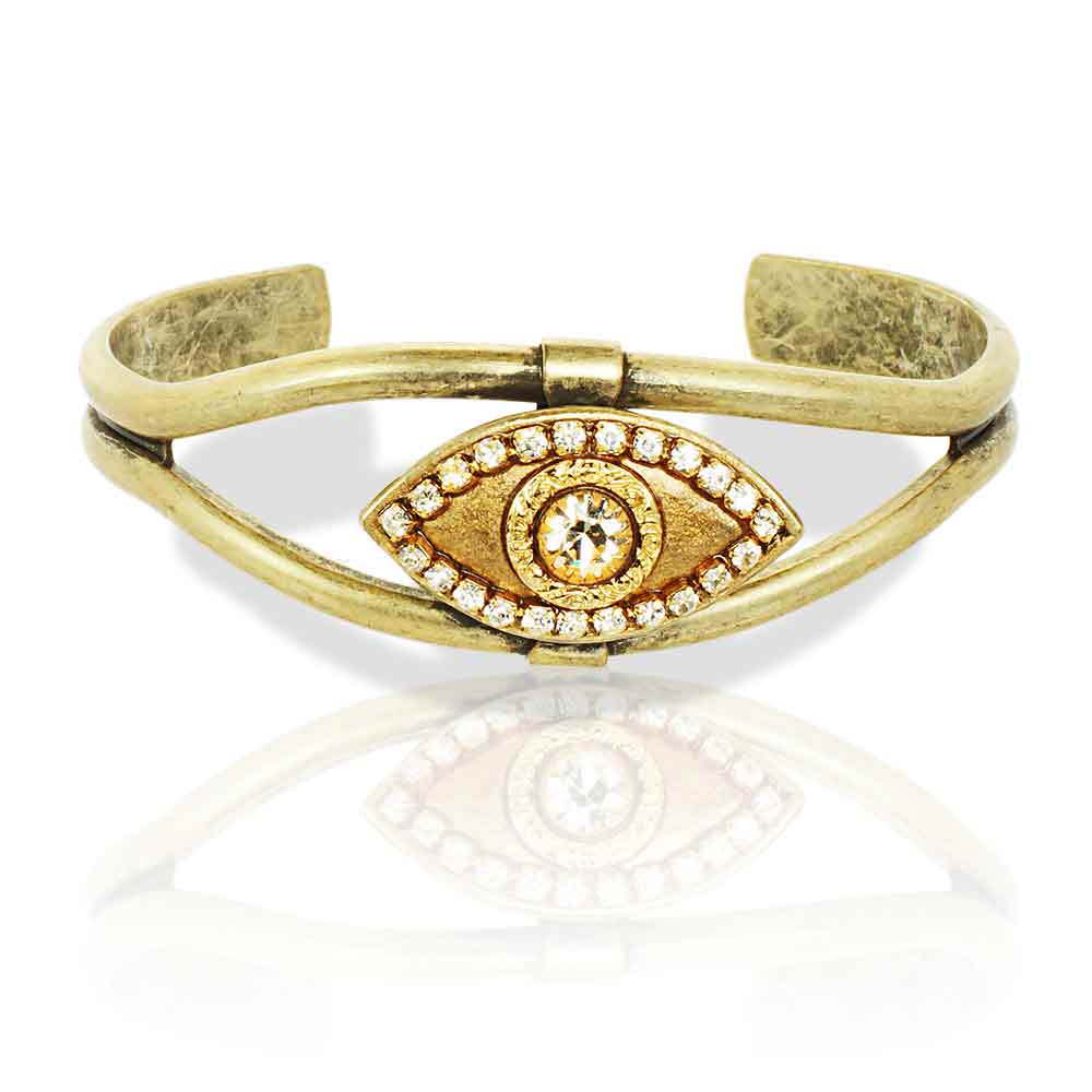 Jewish Jewelry Judaica Gold Evil Eye Cuff Bracelet