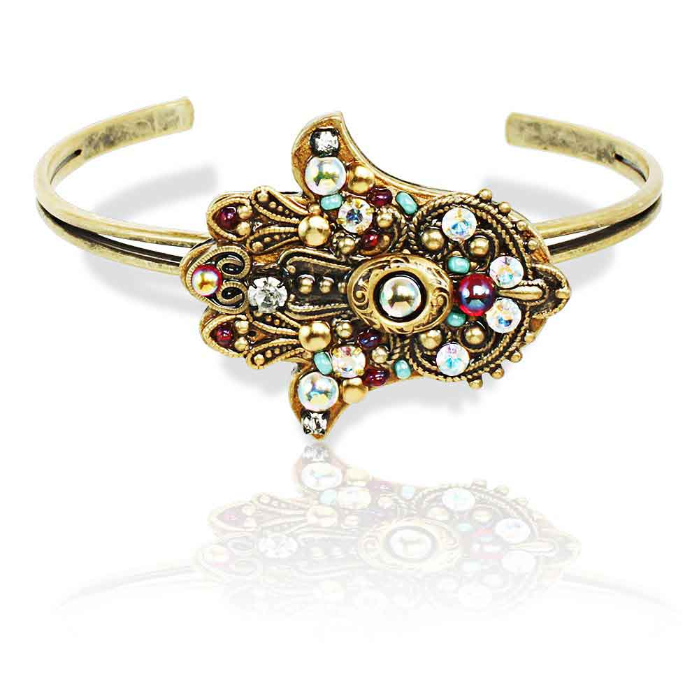 Jewish JewelryJudaicaLarge Gold Hamsa Cuff Bracelet