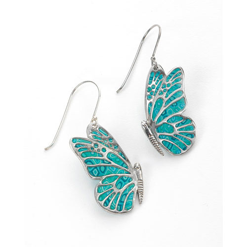 Teal butterfly earrings