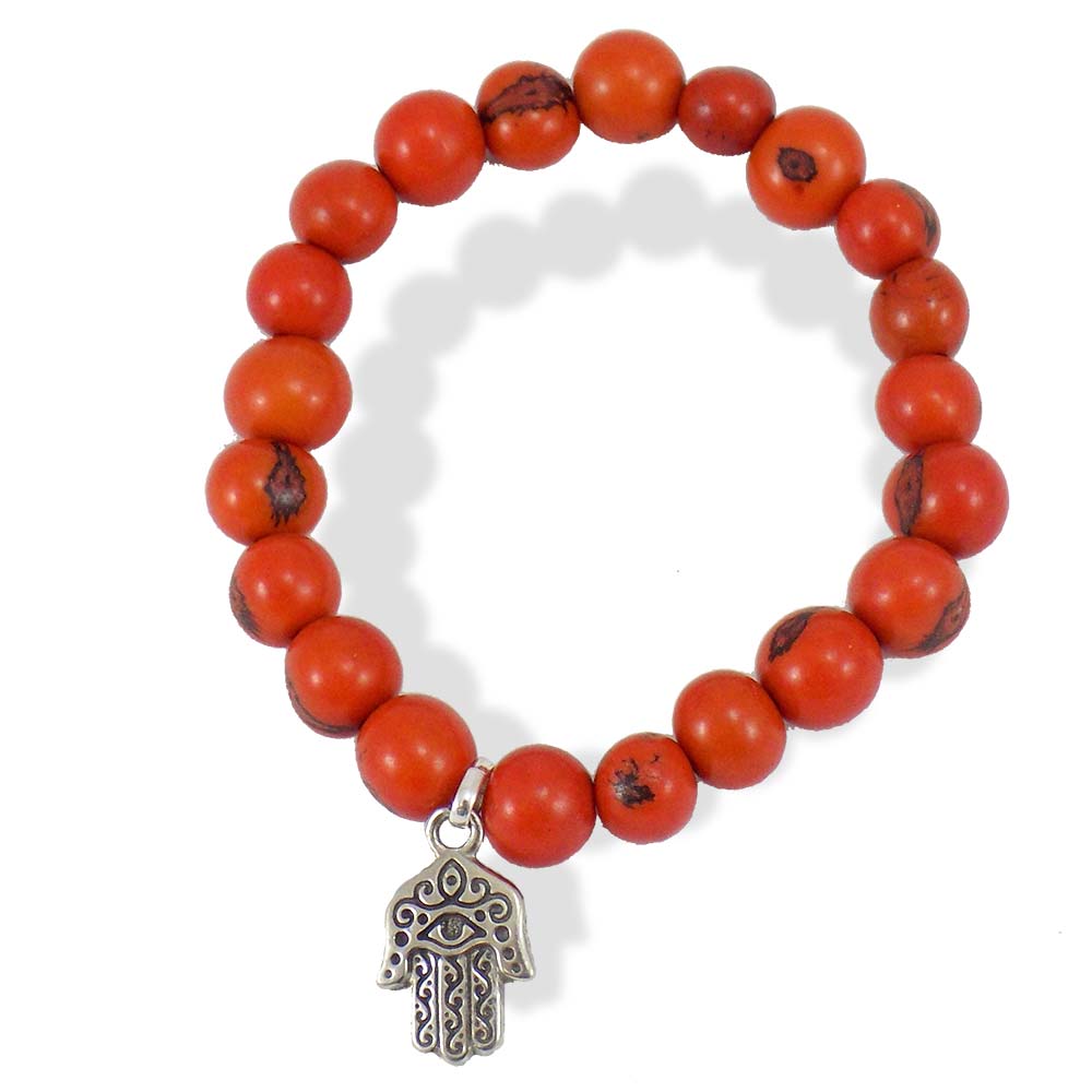 Acai Seed Hamsa Charm Bracelet