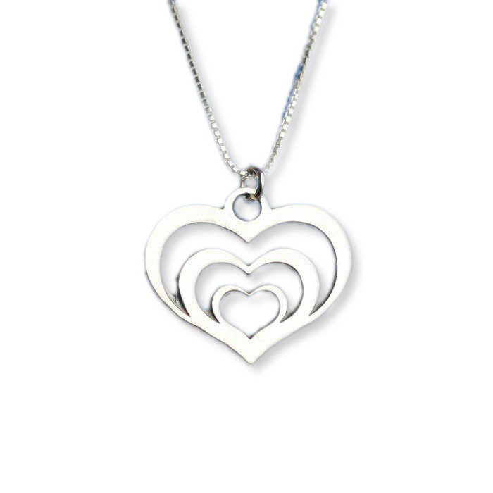 Sterling Silver Necklace Gift Silver Heart Necklace Three Heart Necklace Heart Necklace Sterling Heart Necklace