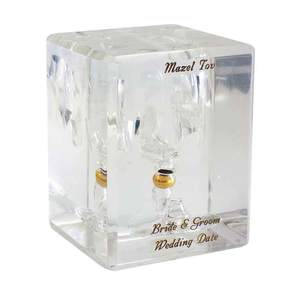 Crushed Wedding Glass Lucite Cube