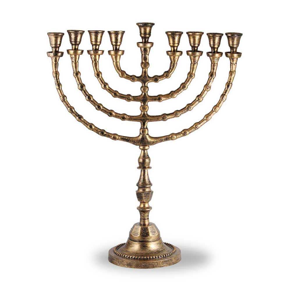 Hanukkah|Menorah|Brass Finish Display Menorah