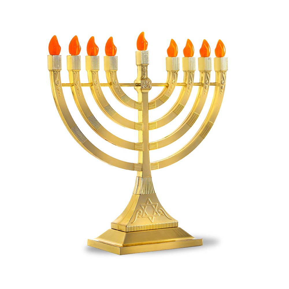 Hanukkah|Electric Menorah|Gold Tone Battery Operated Menorah