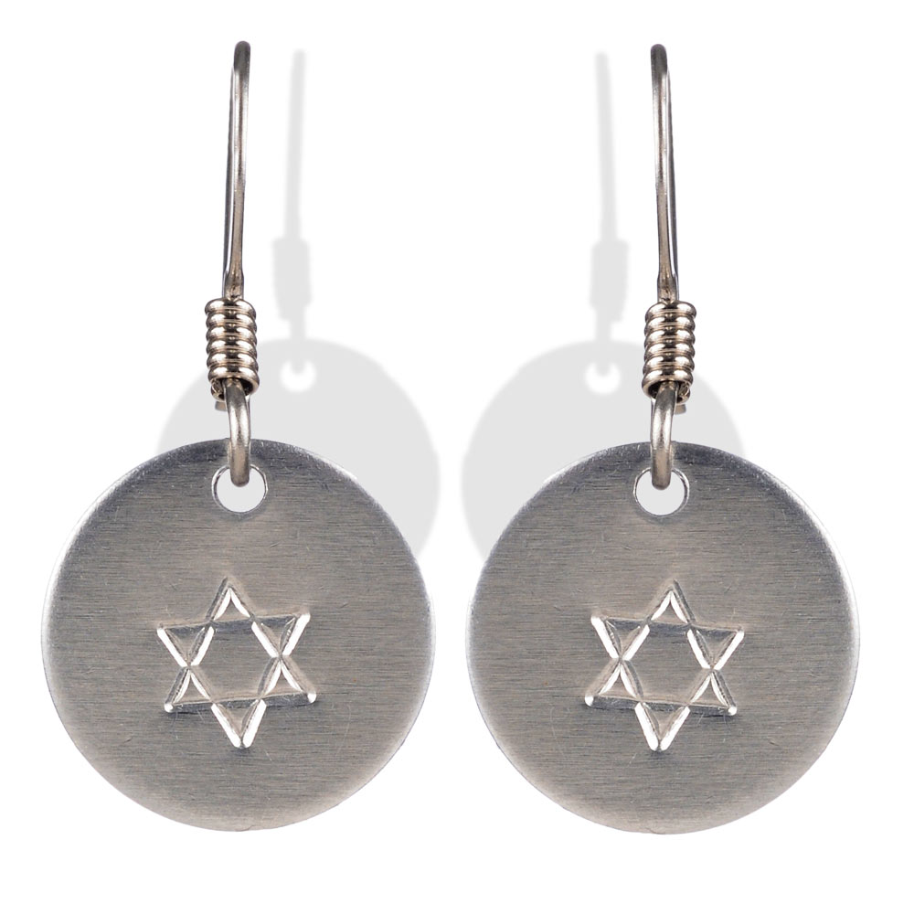 Jewish Jewelry Star Disk Las Earrings