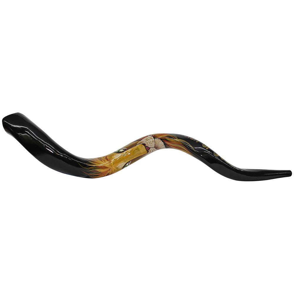Jewish Gifts Shofar Large Painted Lion Of Judah Yemenite Shofar