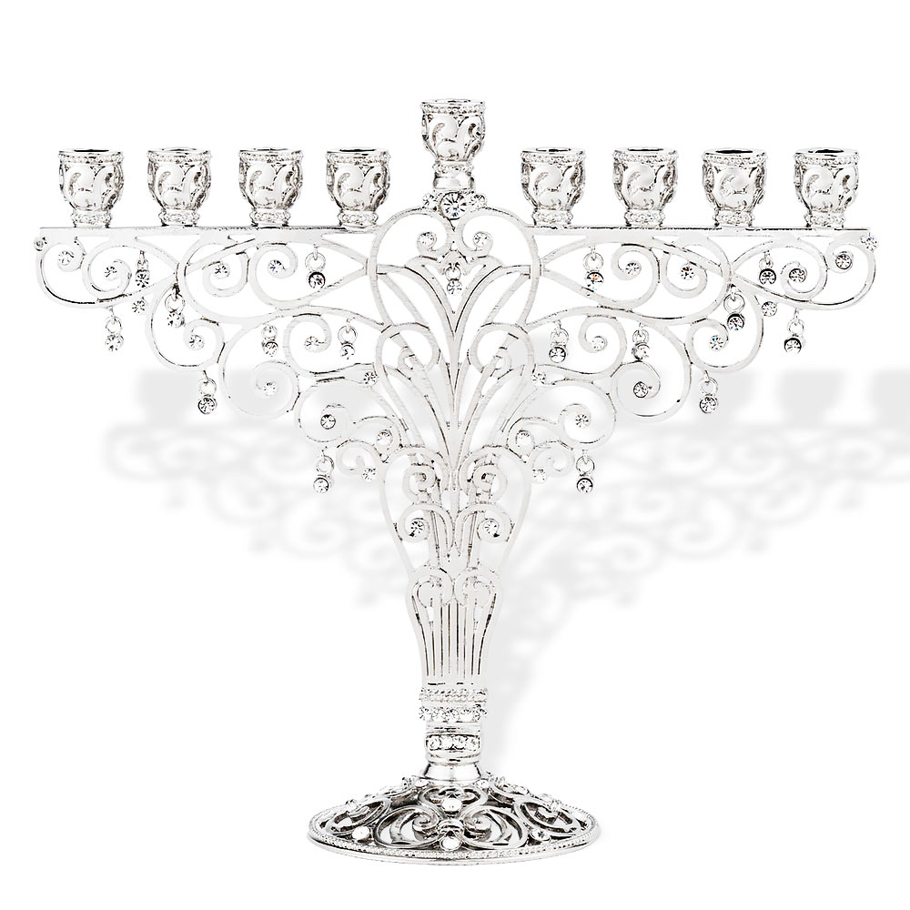 Hanukkah Gifts, Judaica Silver Finish Pewter And Crystal