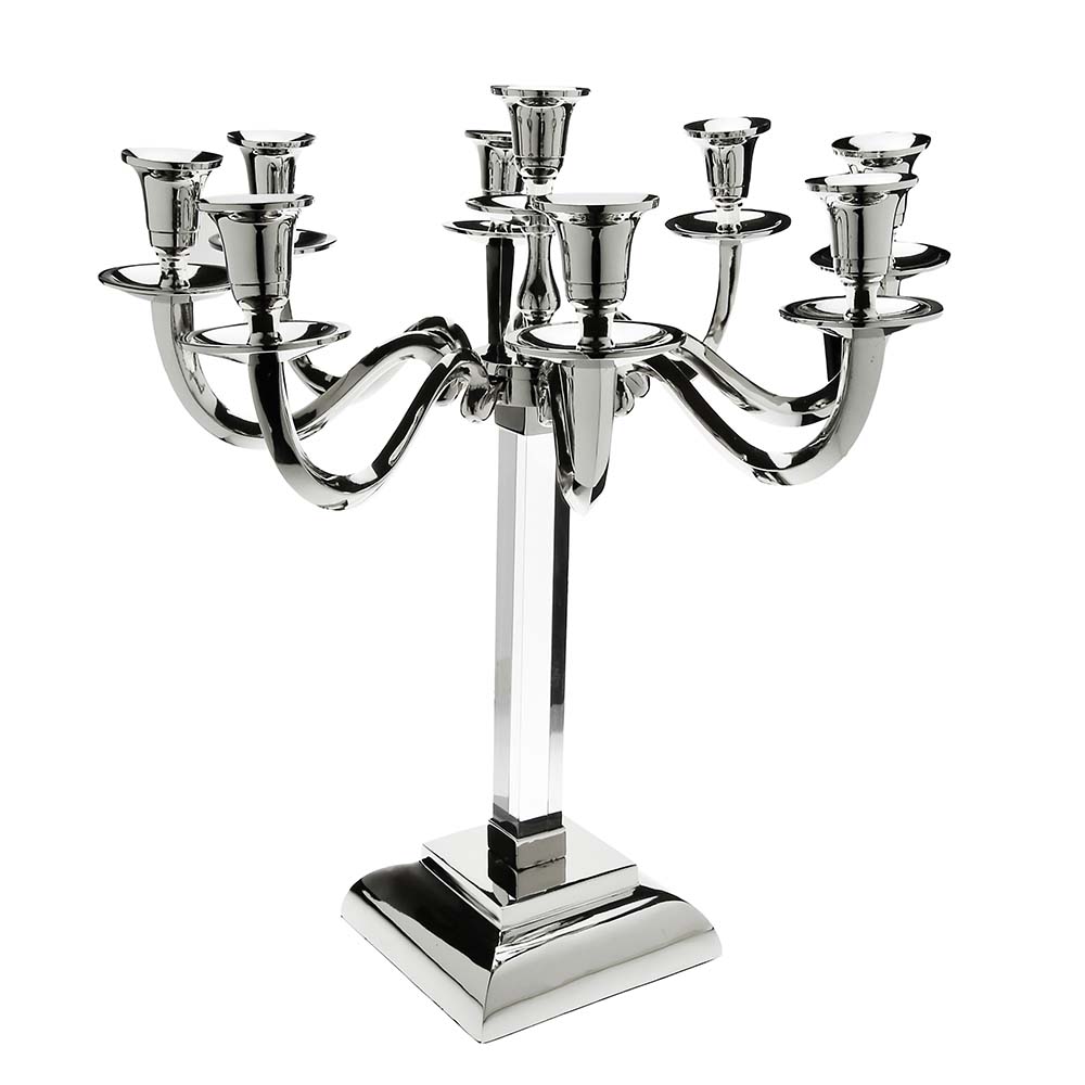 9 Branch Candelabra With Acrylic Square Base