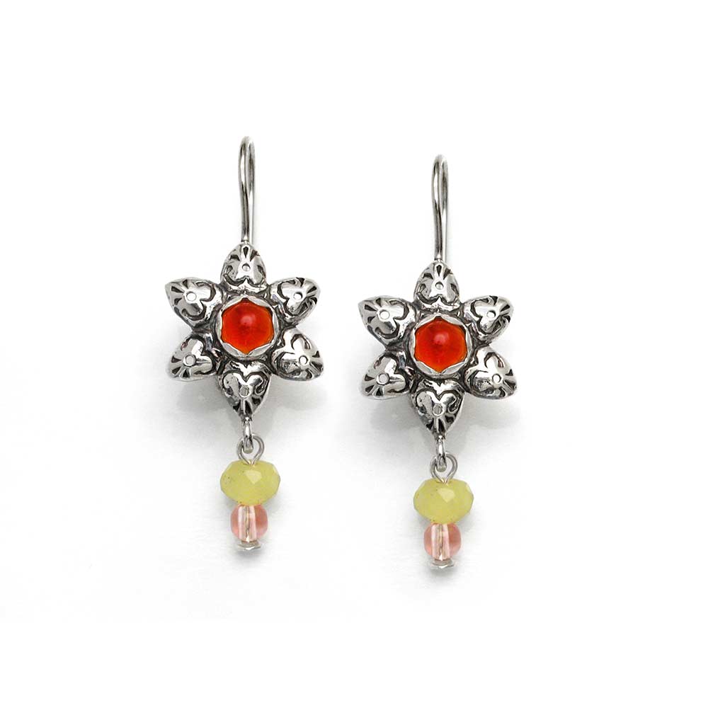 Jewish Jewelry - Crystal Flower Star Earrings