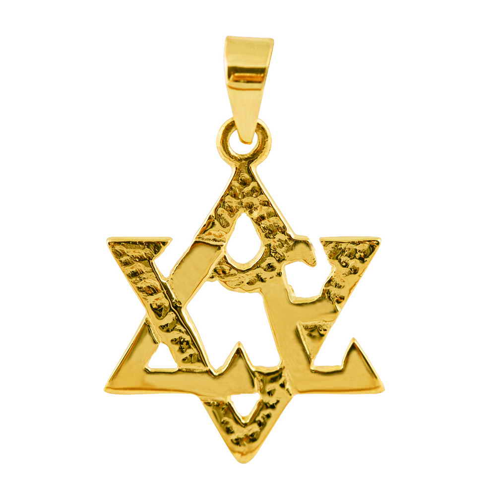 14k gold love star of david pendant
