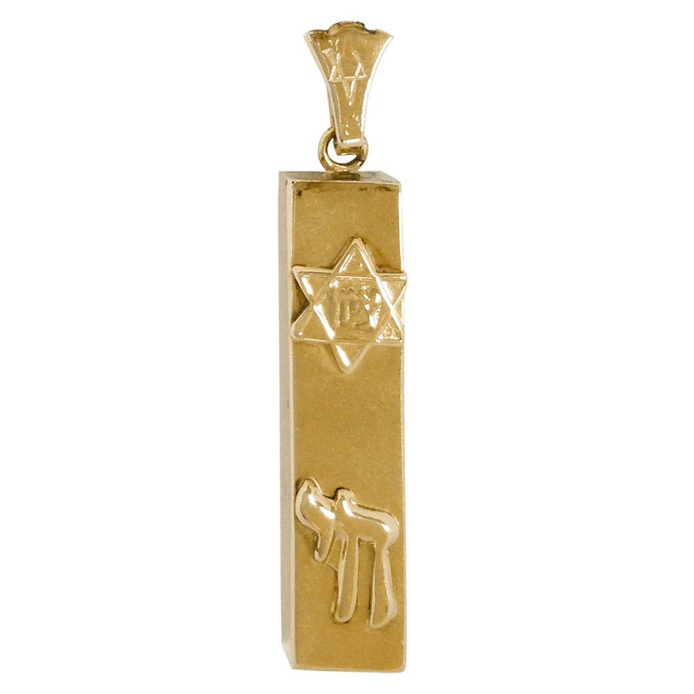 14K Gold Traditional Mezuzah Pendant