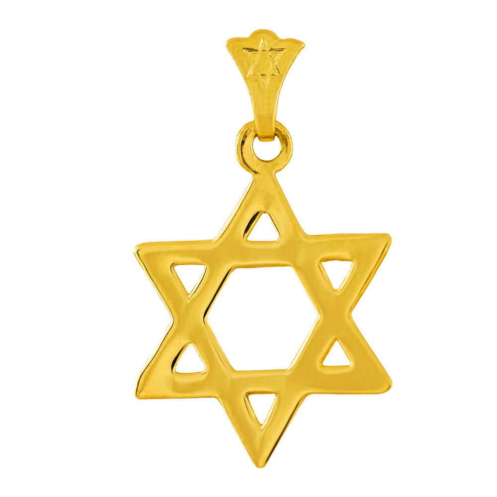 14K Gold Traditional Jewish Star Pendant