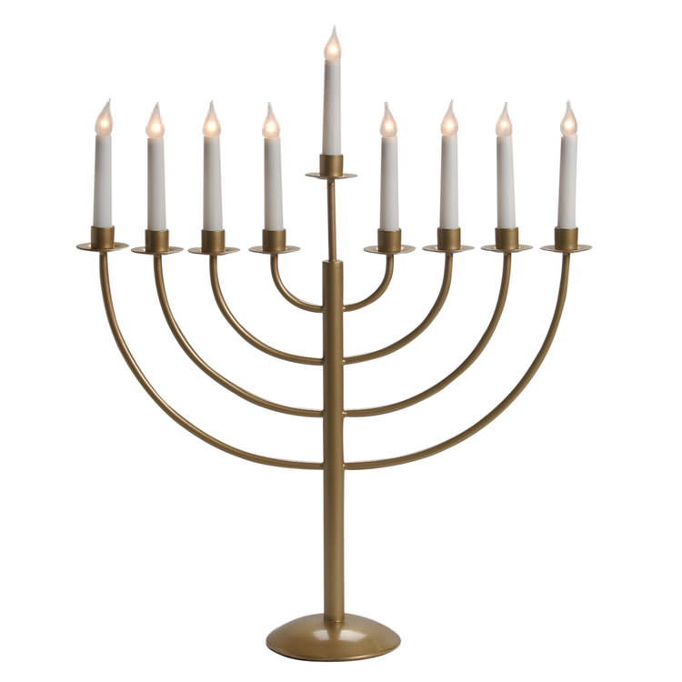 Electric Menorah For Hanukkah-Gold With Candle Design