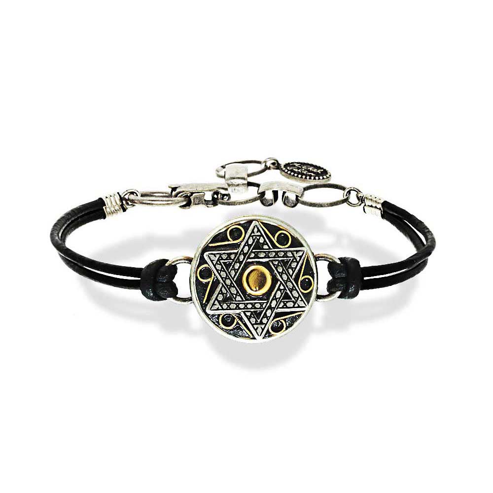 Jewish Jewelry-Judaica-Leather Star Of David Bracelet