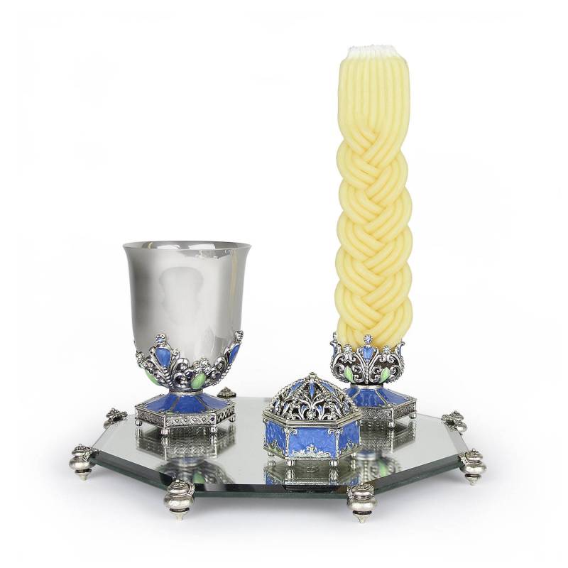 Quest Collection Judaica Ornate Pewter Havdalah Set