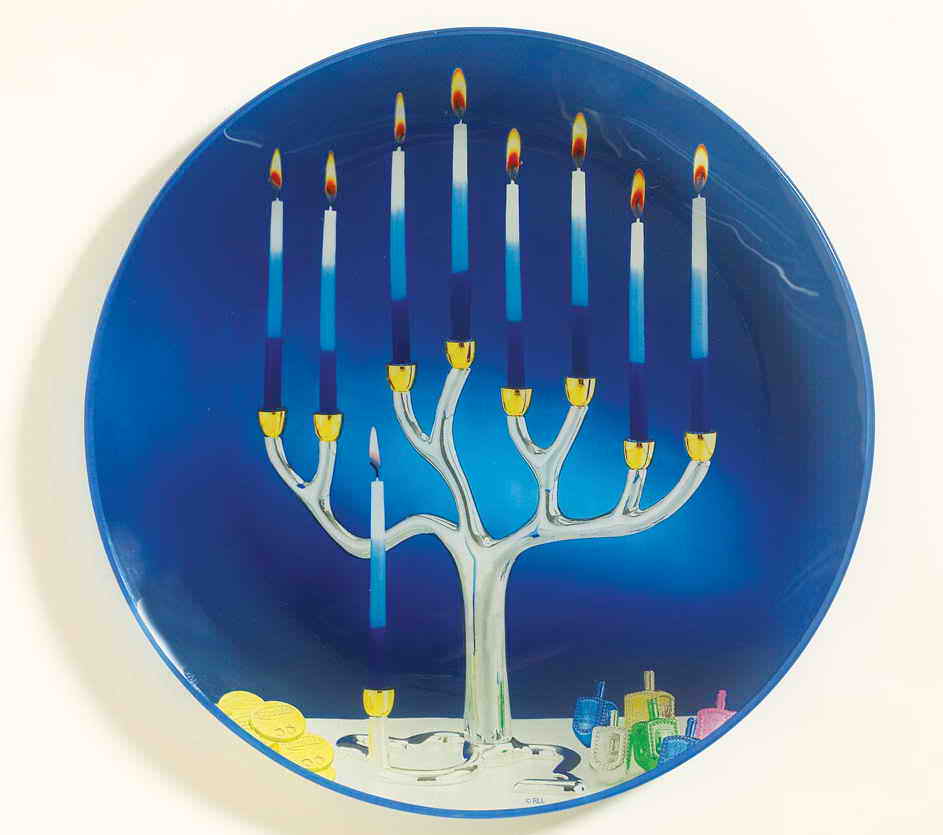 Glass Hanukkah Serving Tray