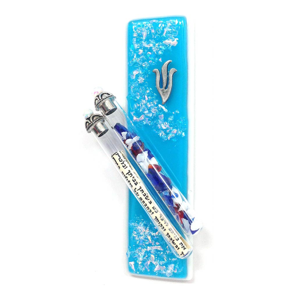 Jewish Wedding Gifts Judaica Gl Iridescent Aqua Mezuzah