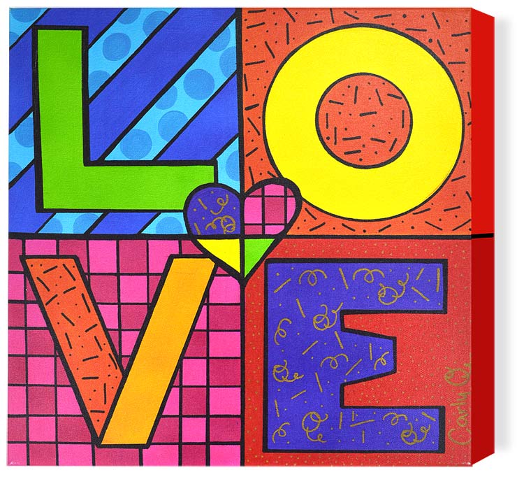 Jewish Art - Love Pop Art Wrapped Canvas