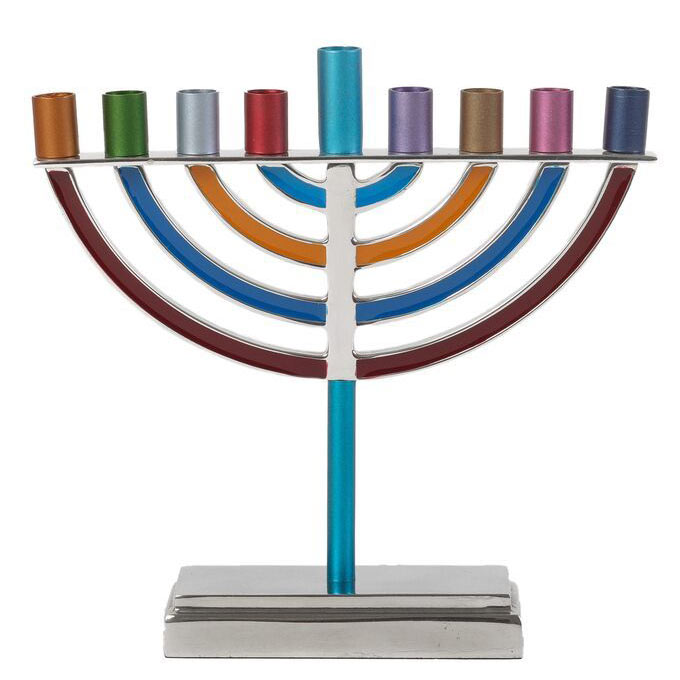 Hanukkah Menorahs Multicolor Anodized Aluminum Classic Menorah