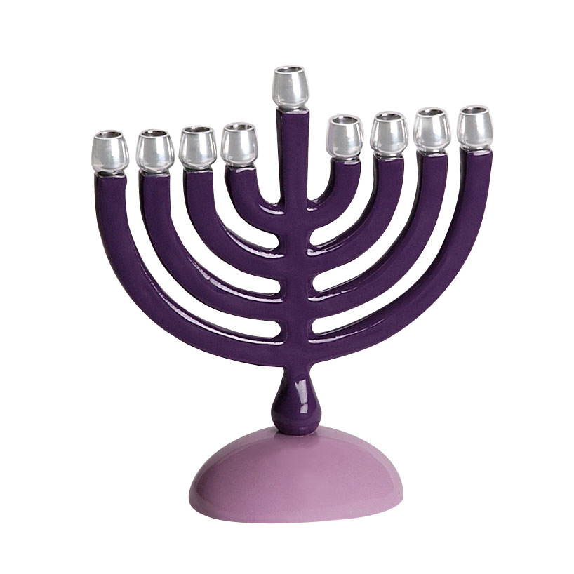 Hanukkah Ts Small Hanukkah Menorah In Aluminum With Purple Enamel Finish