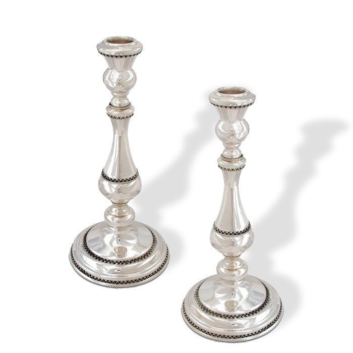 Sterling Silver Filigree Shabbat Candlesticks